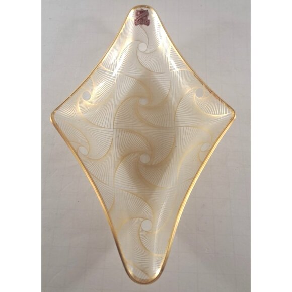 Swirl Candy Trinket Dish 22 C Gold Paint Denmark Mid Century Modern Minimalist - Picture 3 of 6